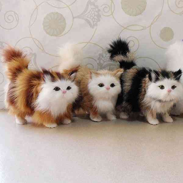 מלאכת יד סימולציה בעלי החיים חתול חמוד קישוטי מכוניות מתנות- אביזרי בית צעצוע קטיפה לילדים - אפור שחור