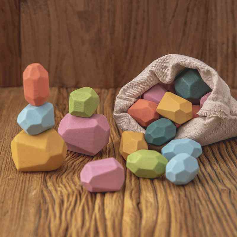 Zabawka dla dziecka drewniany klocek kolorowy kamień kreatywne zabawki edukacyjne - zestaw 10 sztuk 1