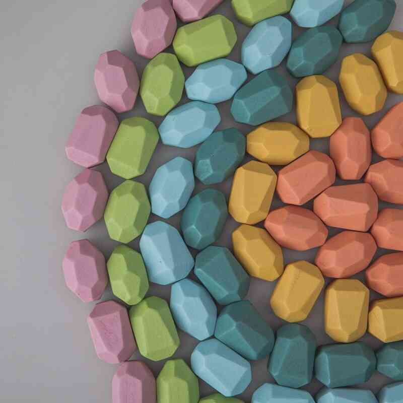 Fa építőelem színes kő - kreatív oktató játékok