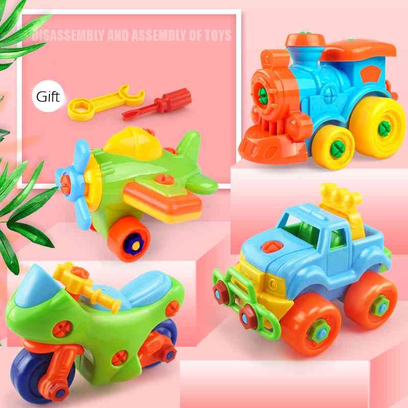 Cute Cartoon Disassembly Assembly Model Screwing Blocks Assemble Construction Airplane Trains Mode