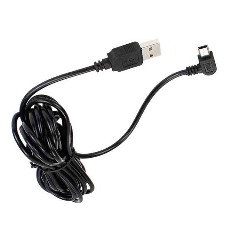 3,5 m USB typ-A till mini 5-polig rätvinklig laddningskabel för GPS-navigator (svart 3 m) -