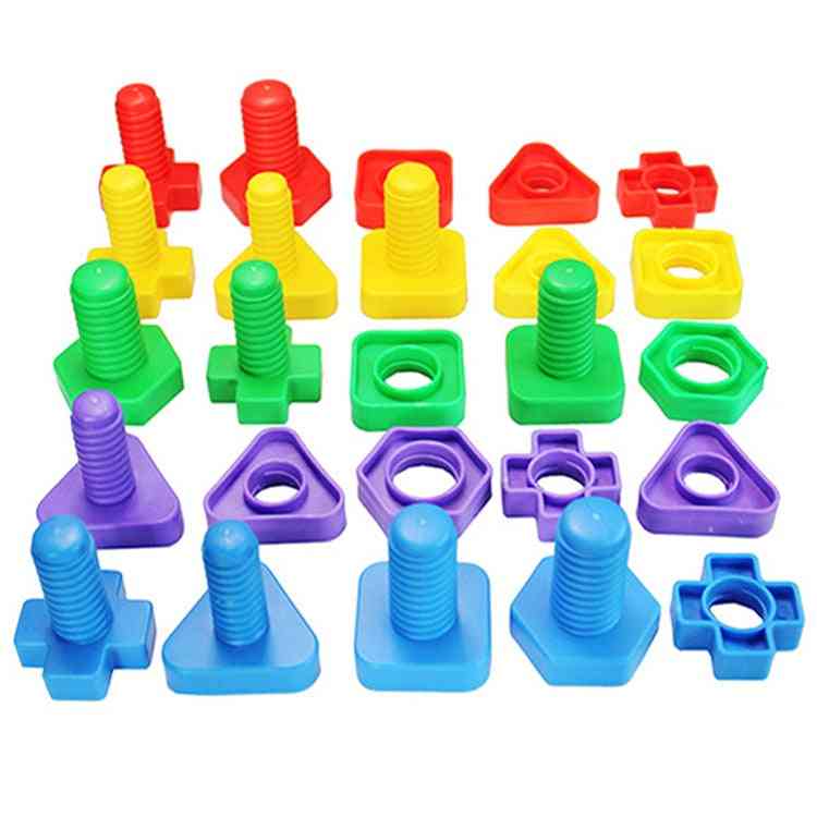 4 Sets/lot Screw Building Blocks - Plastic Insert Blocks, Nut Shape Toy