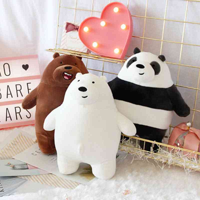 25 cm anime tecknad tre nakna björnar väldigt mjuk plyschdocka - söt stående panda, isbjörn teddy fyllda leksaker dekorationspresenter - 30 cm brun