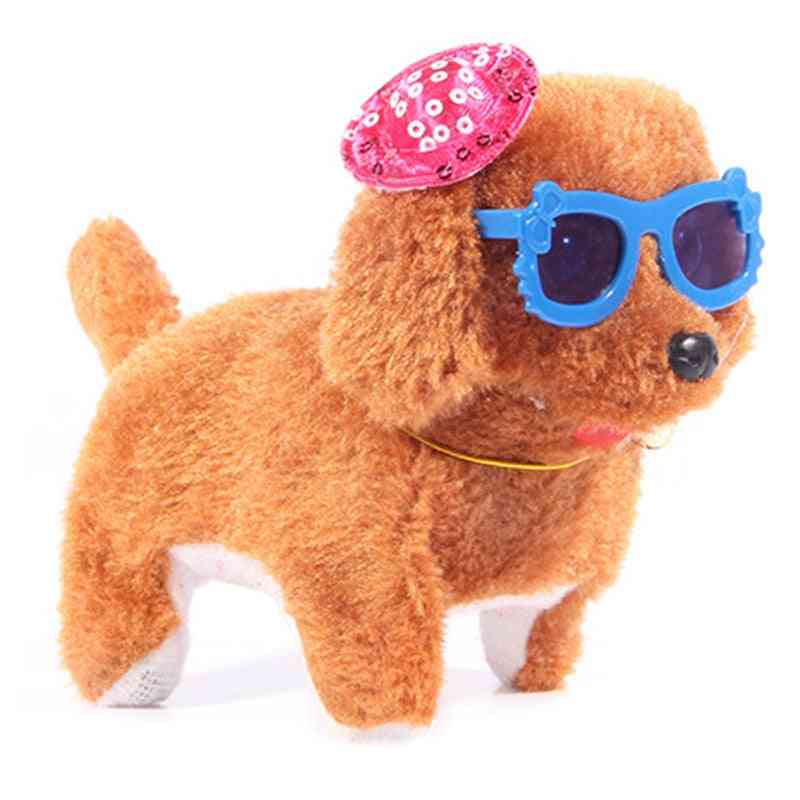 електрическо сладко плюшено куче светлина води очи - разхождащо се лае кученце детска играчка подарък плюшена играчка