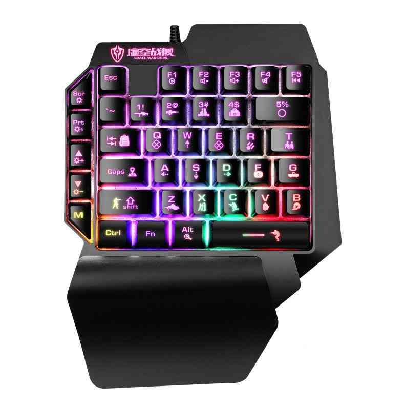 One-handed, Wired, Mini Gaming Keyboard With Backlight For Mobile, Tablet