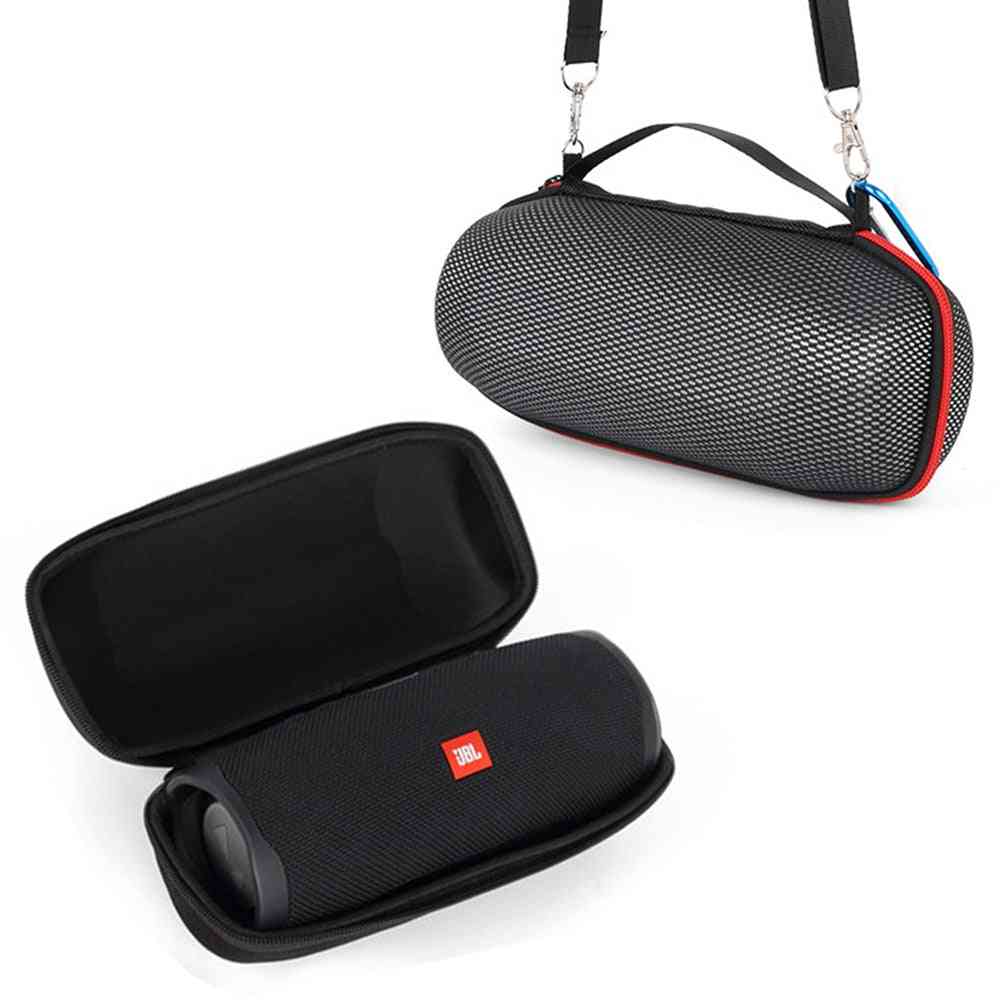 Eva draagtassen tassen voor jbl charge 4 waterdichte, draadloze bluetooth speaker cases met riem - zwart