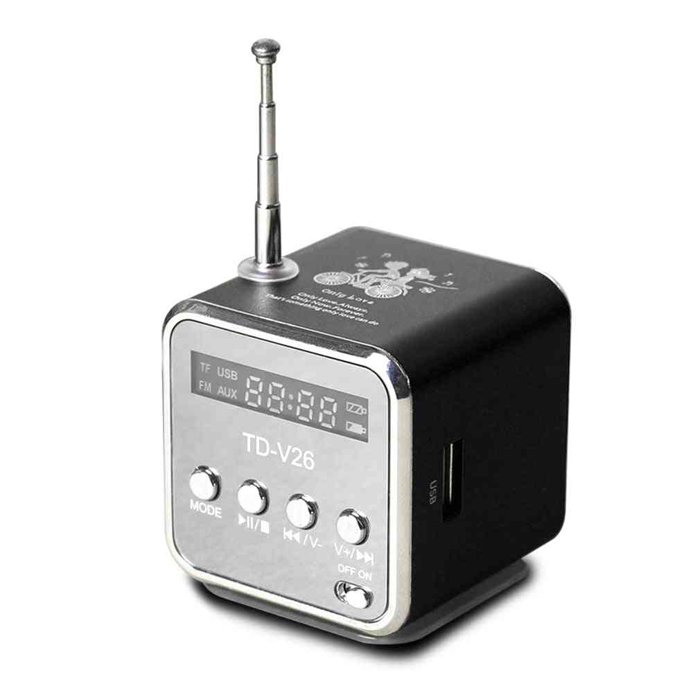 Td-v26 mini odbiornik radiowy-cyfrowe przenośne radio fm z włóczniami usb na komputer, telefon, odtwarzacz muzyki mp3 obsługa karty SD / tf - czarny