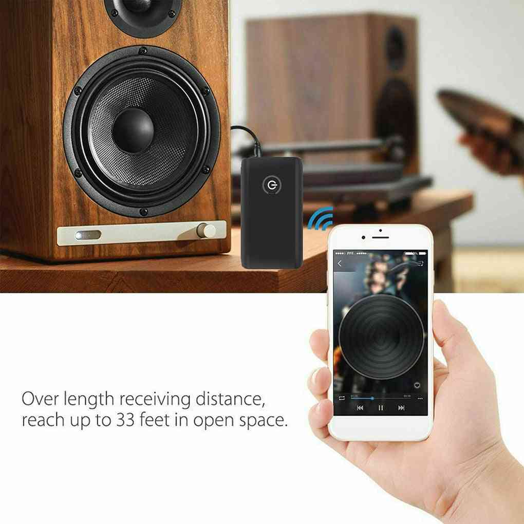 Bluetooth 5.0 sender modtager, tv pc bilhøjttaler, 3,5 mm AUX - stereoanlæg til hjemmet (sort Bluetooth v5.0) -