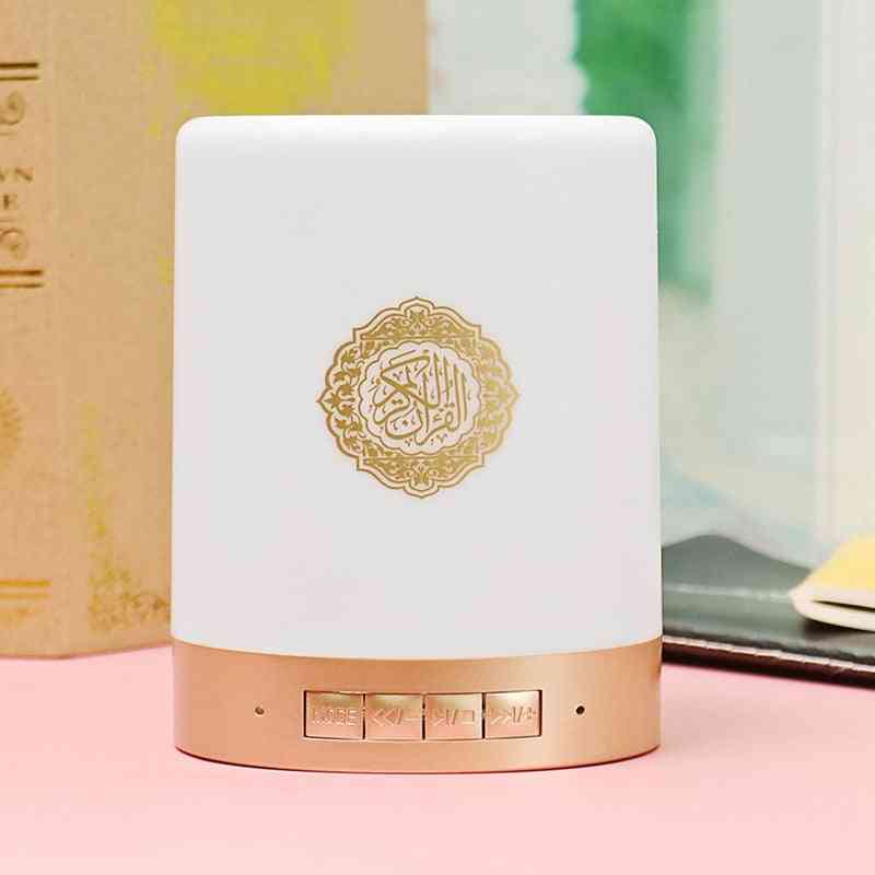 Hot-trådløs Bluetooth-koranhøjttaler med farverigt LED-lys - koran reciter muslimsk højttaler med fjernbetjening (hvid anden anden højttaler)