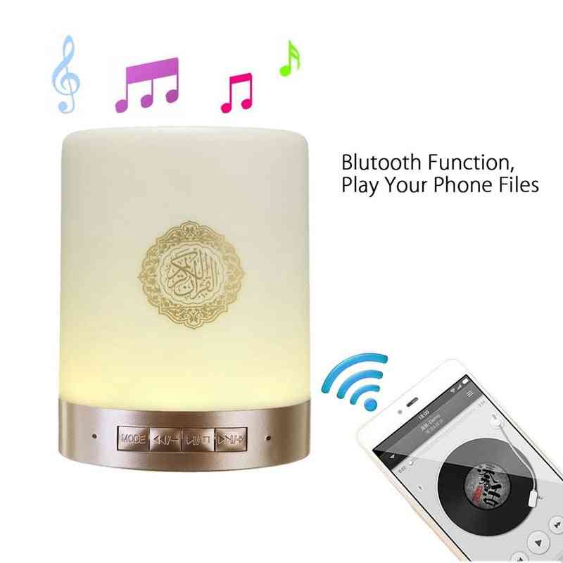 Hot-trådløs Bluetooth-koranhøjttaler med farverigt LED-lys - koran reciter muslimsk højttaler med fjernbetjening (hvid anden anden højttaler)