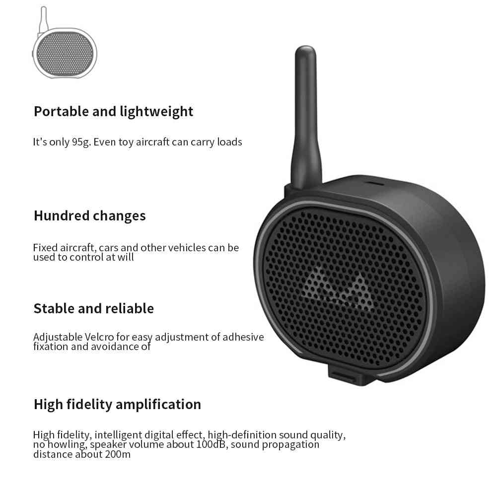 Mini dron portabil de încărcare USB cu telecomandă, difuzor wireless pentru megafon