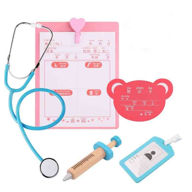 20 бр / комплект деца се преструват лекар игра, дървени косплей симулация зъболекар аксесоари инструменти деца играят лекари играчки подаръци