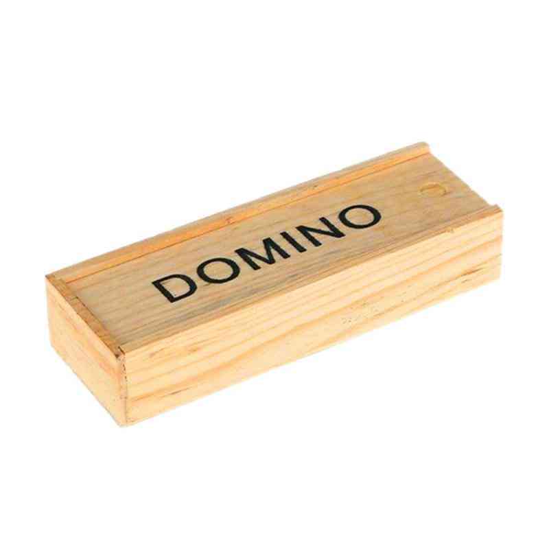 28kpl / erä hauskoja dominoesineitä, joissa on perinteinen puulaatikko