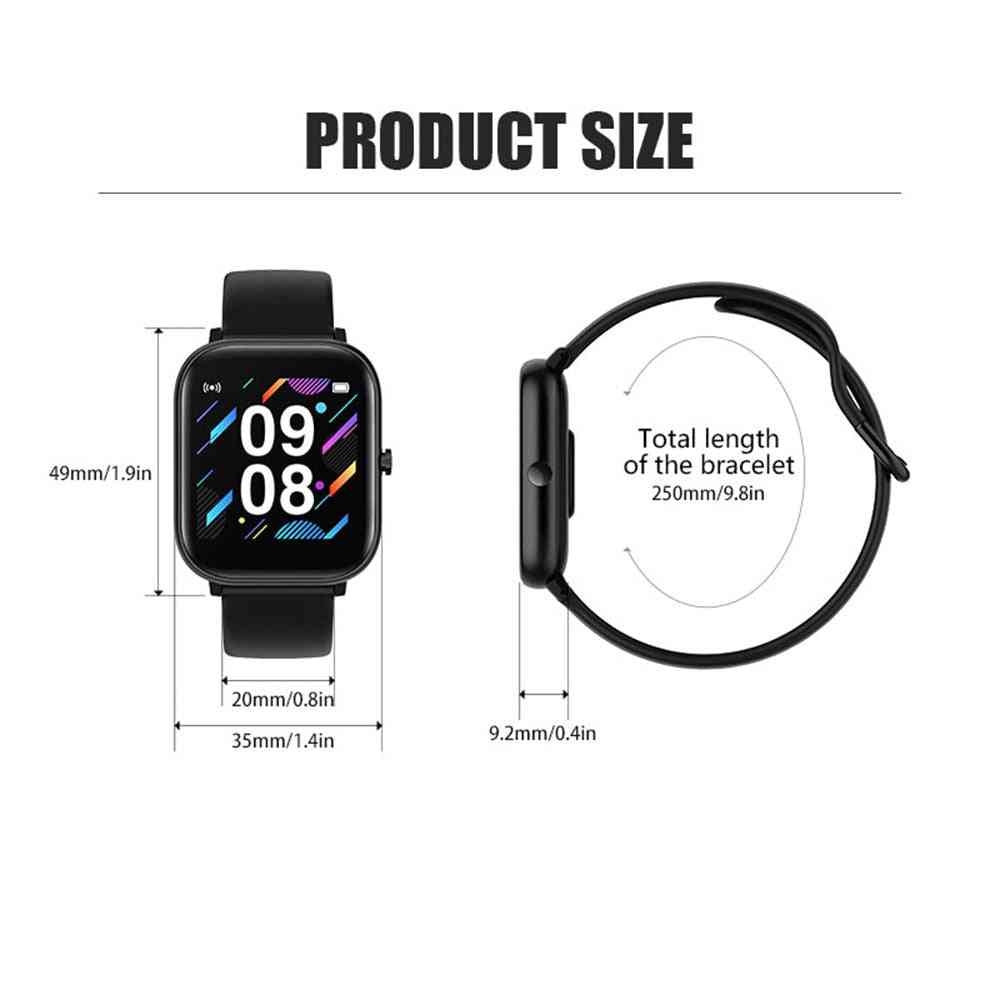 Smart armband pulsmätare, vattentät sport smart klocka för support Android iOS - svart