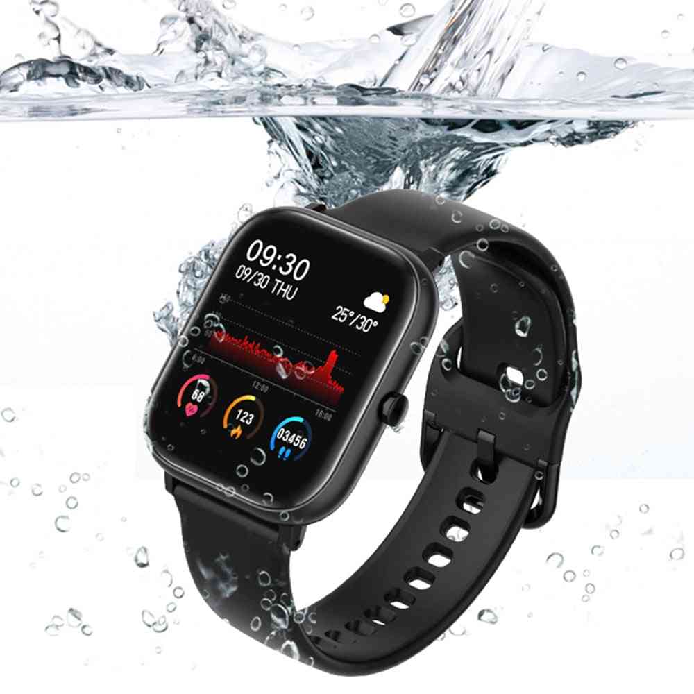 Monitor de frecuencia cardíaca con pulsera inteligente, reloj inteligente deportivo a prueba de agua para soporte android ios - negro
