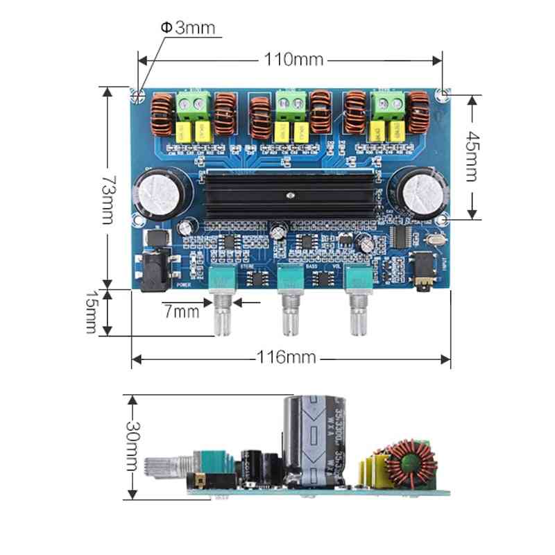 Tpa3116 digital effektförstärkarkort, 2.1-kanals stereoklass d för hemhögtalare, Bluetooth 5.0, ljudmottagarförstärkare AUX -