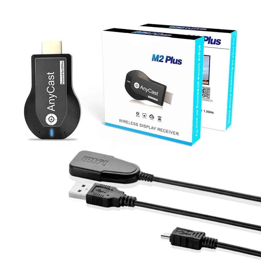 Wireless Wi-fi Display Dongle Receiver With 2 In 1 Usb Cable