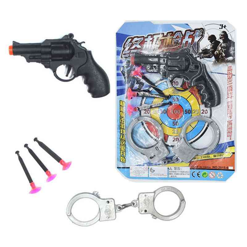 Copiii pot trage cardul cu pistol - pistol moale cu revolver și cătușe jucării model de poliție