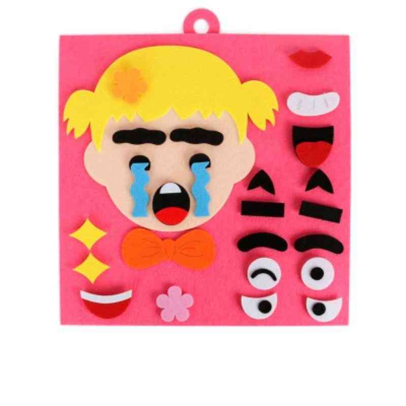 Kids Educational Diy Emotion Facial Expression Change Non-woven Puzzle