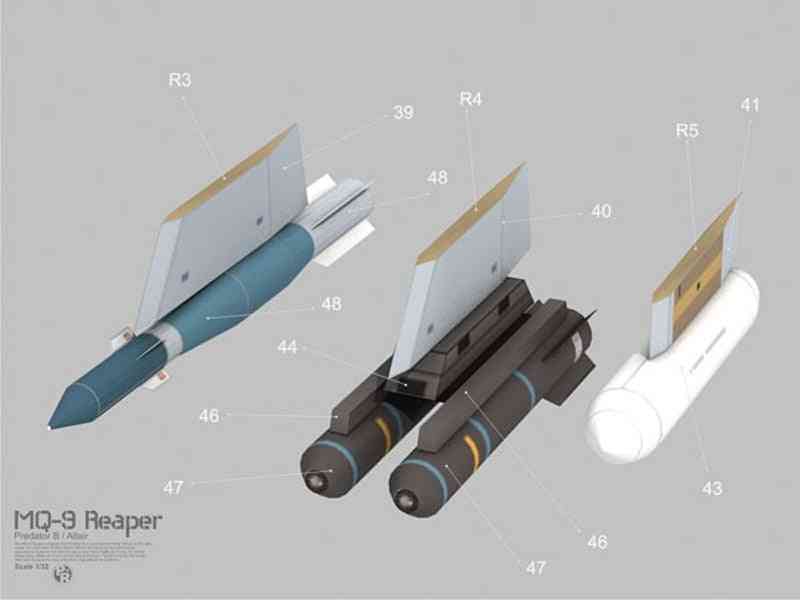 Mq-9 reaper reconocimiento drone aviones-bricolaje, juegos de tarjetas de papel 3d construcción-juguetes modelo militar -