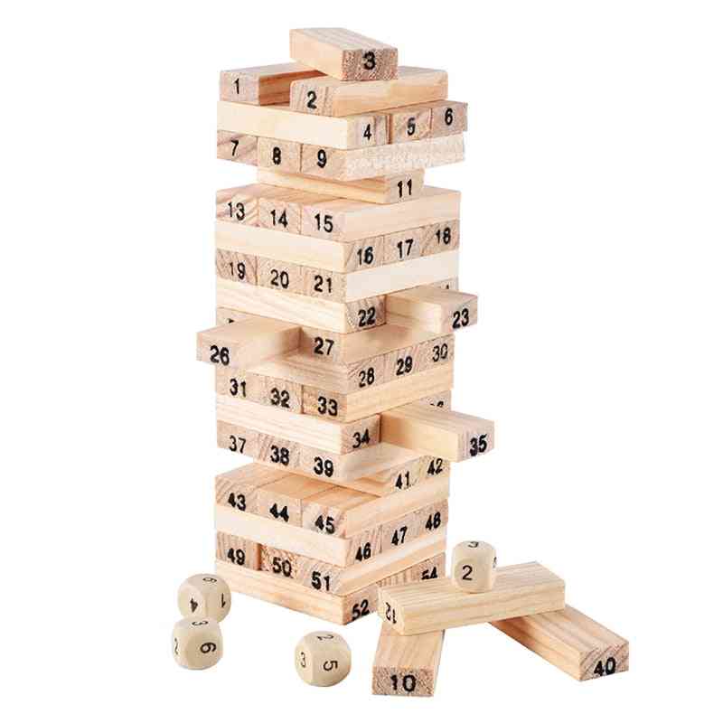 Wooden Stacking-tumbling Tower-blocks Educational Toy, Kids Interaction Game, Wood Digital-jenga Building Blocks (building Block)