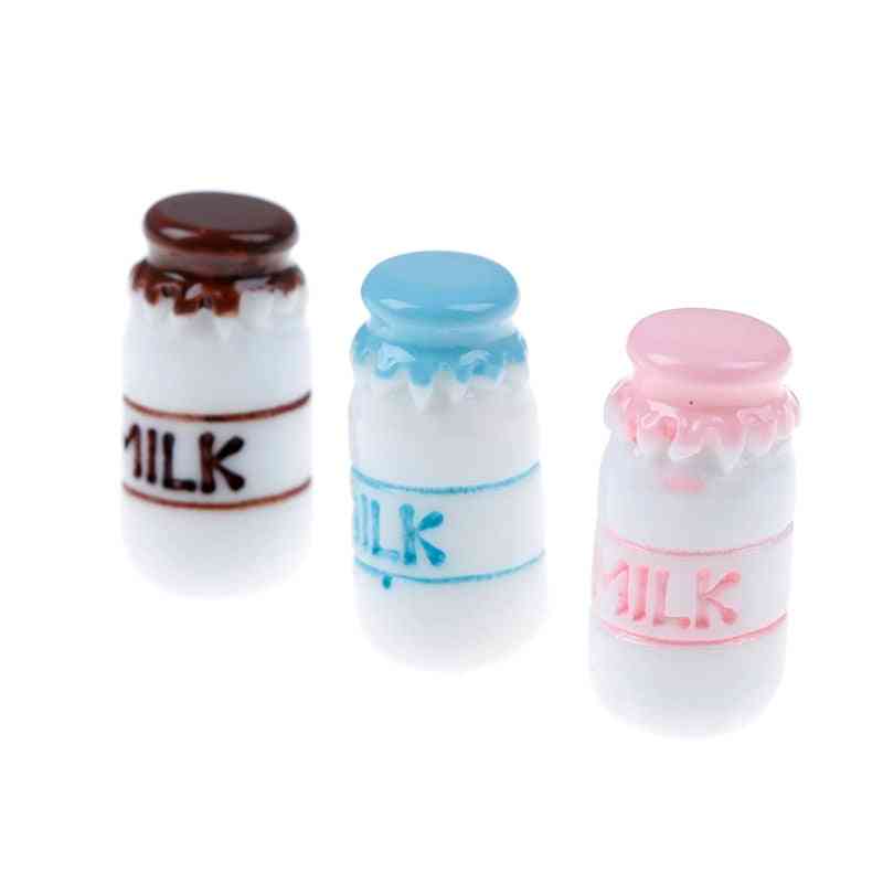 1/12 dockhus miniatyr mjölkställ korgkanna med lock flaska - dockhus hus tillbehör möbler dekor baby DIY leksaker - 1