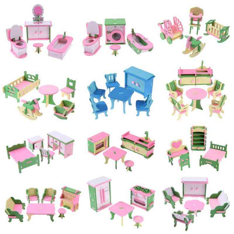 Simulation Miniatur Holzmöbel Spielzeug - Holzmöbel Set für Puppen