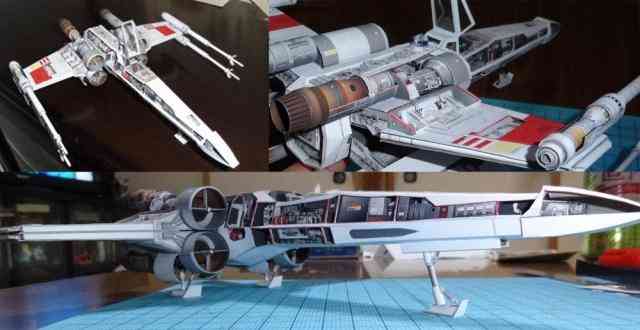 מלחמת הכוכבים x-wing x-fighter airplane, 3d-paper-model diy-hand-toy toy -