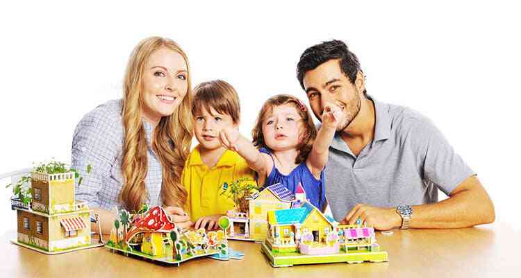 3d-puzzle-DIY Budowanie-Zabawki, Karty-Modele-Zestawy-Budowlane, Romantyczne-Domowe-Drzewka-Ogrodowe Zabawki dla dzieci -