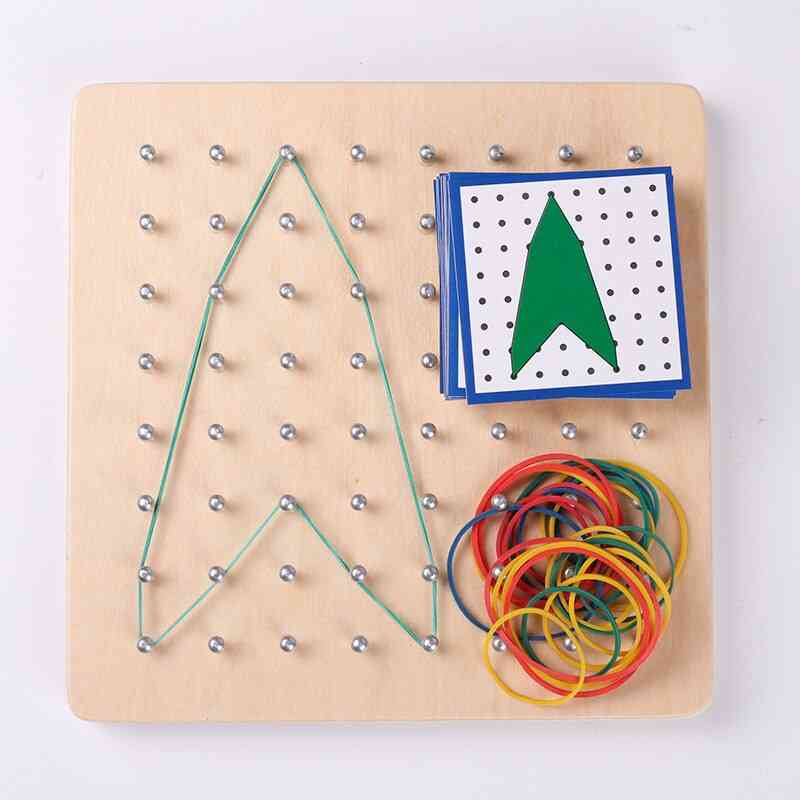 Montessori intelligens barneleke, tre-puslespill tangram for barn, baby pedagogisk læring leker, knytte neglebrett med gummistrikk -