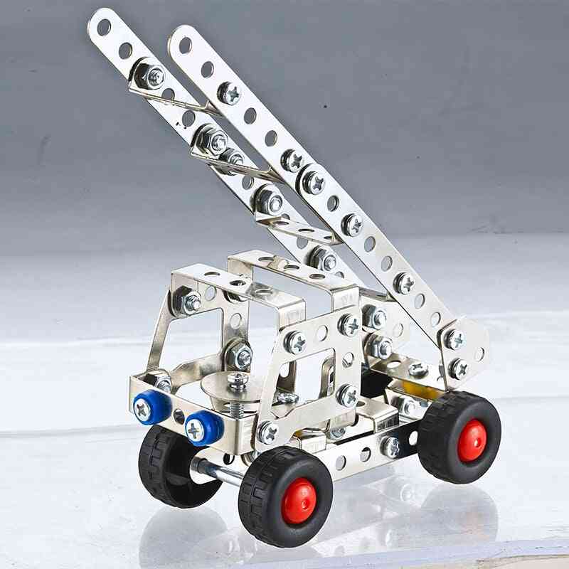 3in1 city-engineering bil-truck rustfritt stål legering metall, demontering byggestein med verktøy, pedagogisk leketøy for barn -