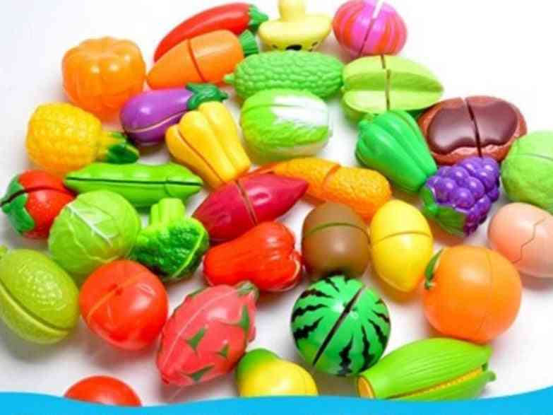 Børns køkken legehuslegetøj - grøntsager, brød, fisk, frugt børns pædagogiske legetøj - 1 farve tilfældig