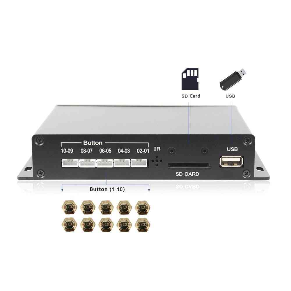 Mpc1080p-10 10 botões de metal sem led, caixa de metal, tela full hd, reprodutor de mídia de reprodução automática em loop (preto) -