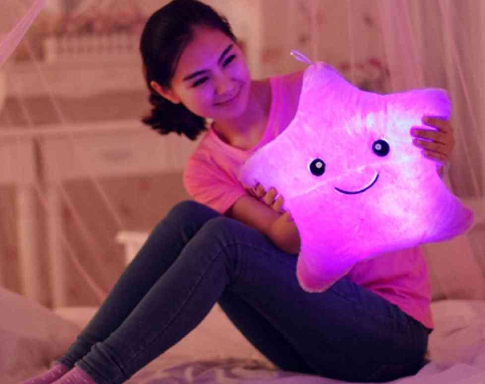 Estrella almohada juguetes de peluche lindo juguete de peluche luminoso almohada de luz led que brilla en la oscuridad para niños - azul