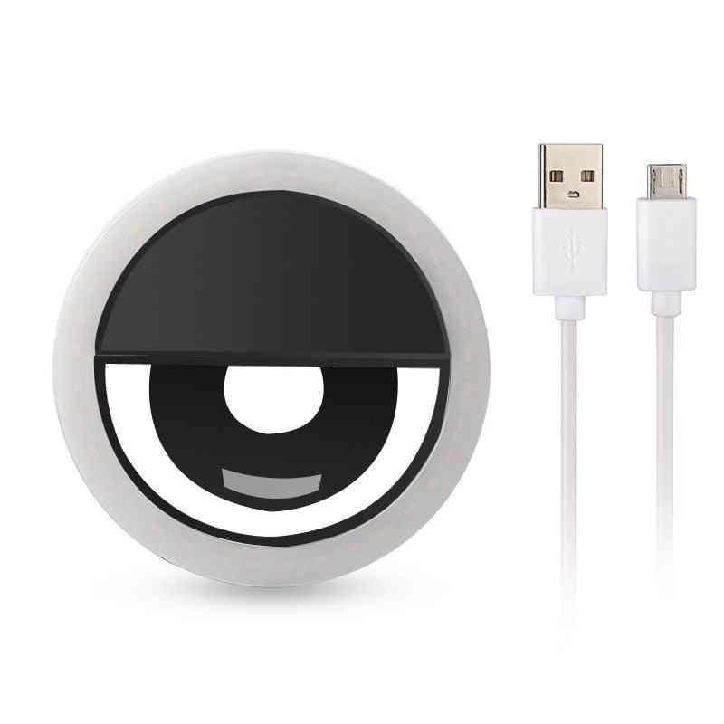USB-Ladung LED Selfie Ring Licht für iPhone zusätzliche Beleuchtung, Selfie Verbesserung Fülllicht für Telefone - schwarz