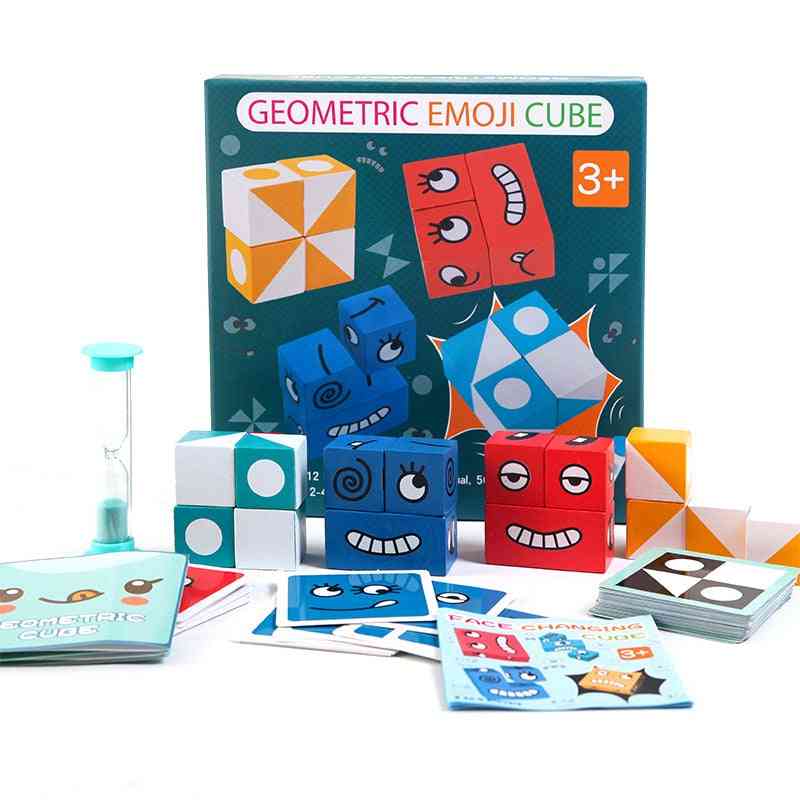 Figuras geométricas que combinan bloques de construcción de cubos de cambio de cara - Juego de mesa de inteligencia para padres e hijos (200 bloques) -
