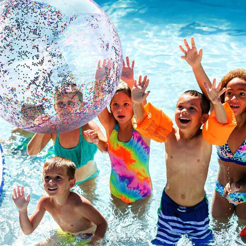 Pelota de playa inflable de confeti con purpurina de 60 cm, pelotas de juguete para piscina para niños, adultos, diversión en el agua de verano al aire libre, voleibol, fútbol, 40 cm con inflador