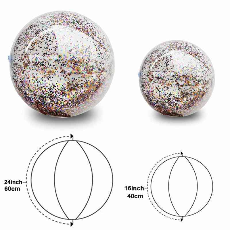 40 / 60см надуваема, блестяща плажна топка за конфети за деца