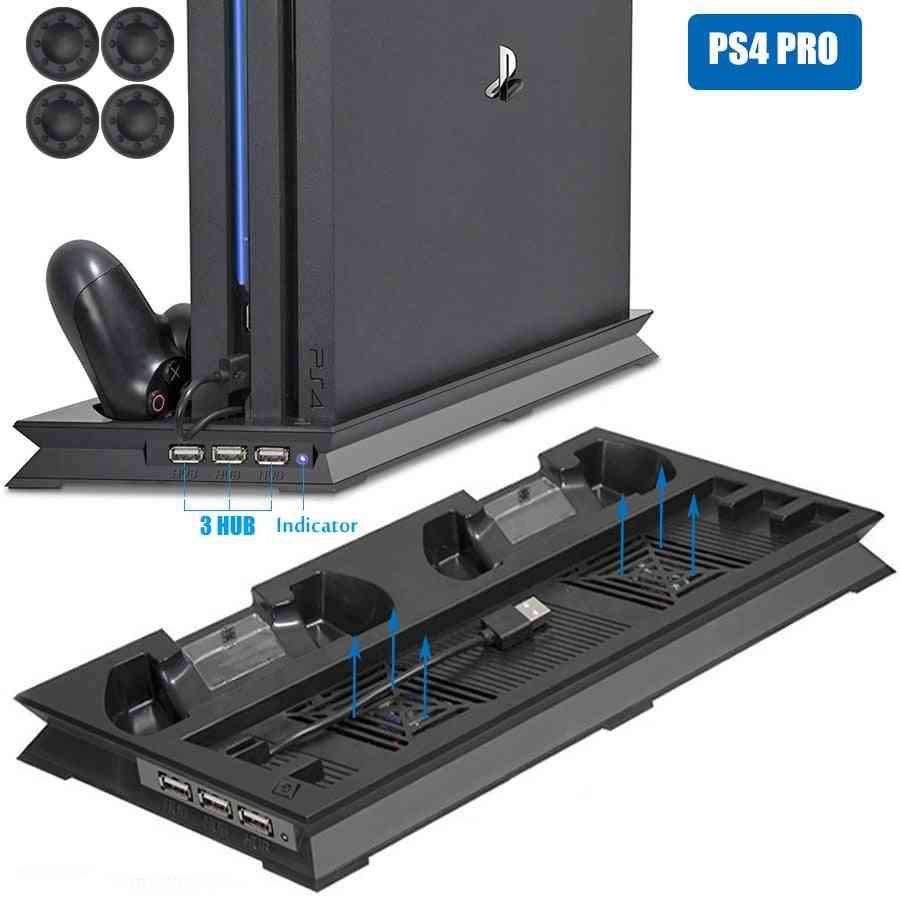 Ps4 pro ultracienki radiator do ładowania chłodnica, pionowy stojak na sony playstation 4 pro z podwójną ładowarką kontrolerów - przezroczysty