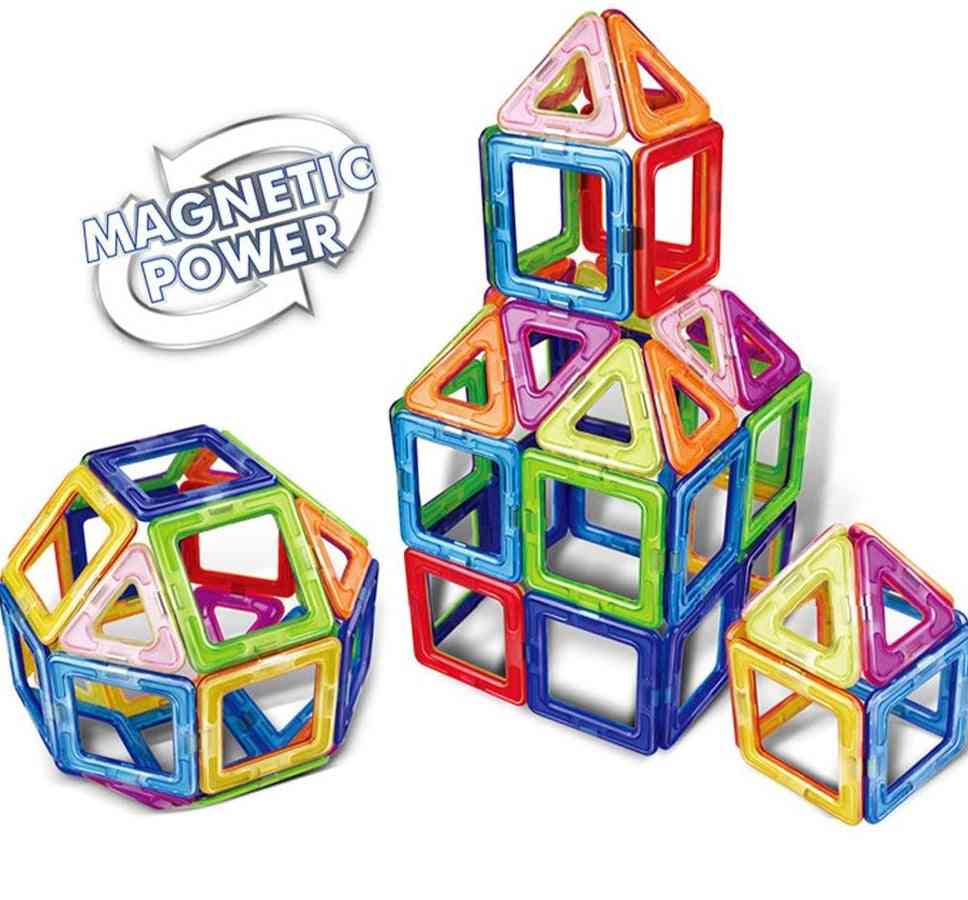 Diy magnetisk konstruktortrekant og firkant, store murstein, byggesteiner for barn