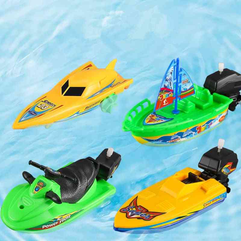 1pc Speed Boat Ship Wind Up Toy- Float In Water Kids, Classic Clockwork, Summer Shower Bath For