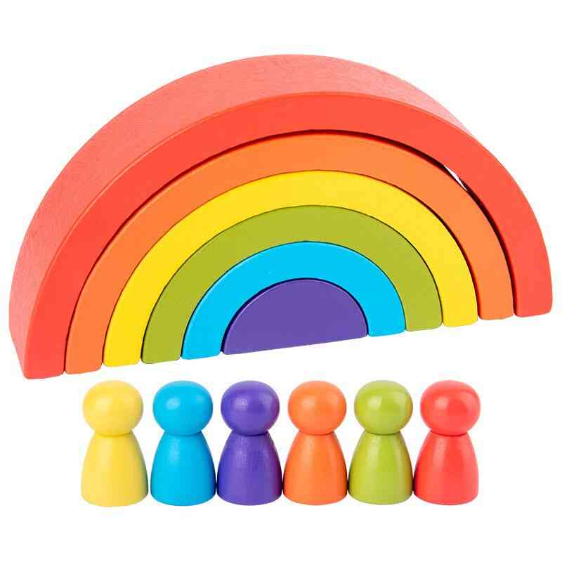 Diy barnas kreative tre regnbuebunke balanserte blokker -