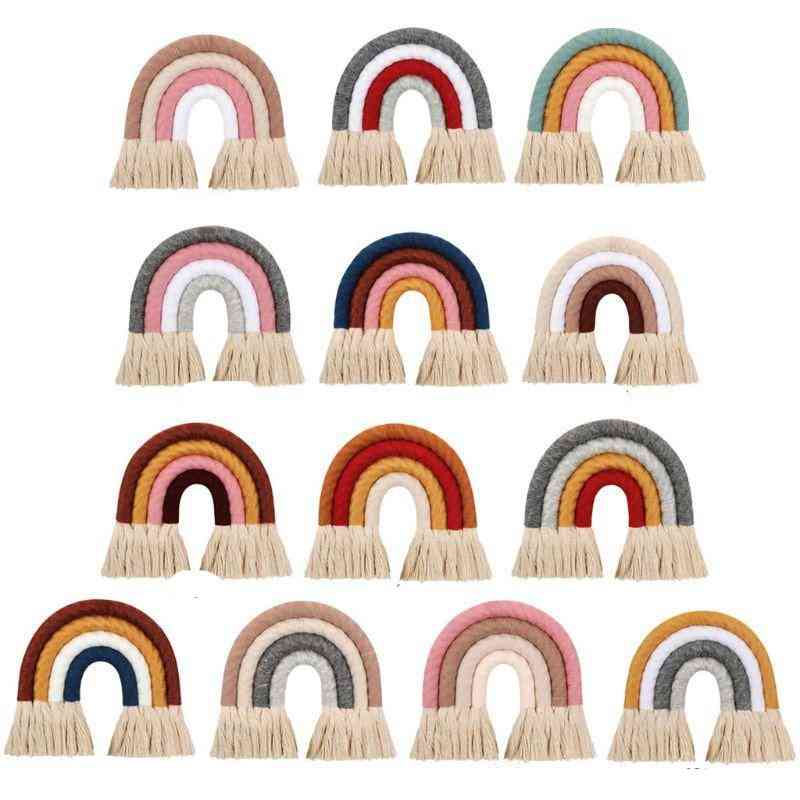 Hausgewebte Regenbogen Tapisserie Baumwolle handgewebte Farbverzierungen für Kinderzimmerdekoration - 4a012