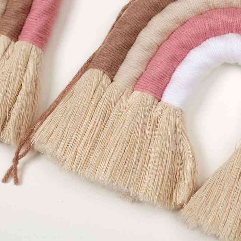 Tkactwo domowe tęczowe gobeliny bawełniane ręcznie tkane kolorowe ozdoby do dekoracji pokoju dziecięcego - 4A002