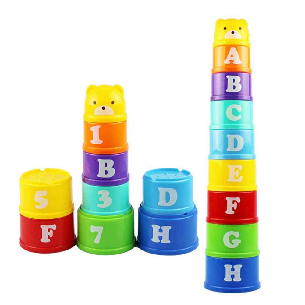 Vauva koulutus, pino torni lasten varhaisen älykkyyden aakkosellinen lelu lapsille (satunnaiset värit)
