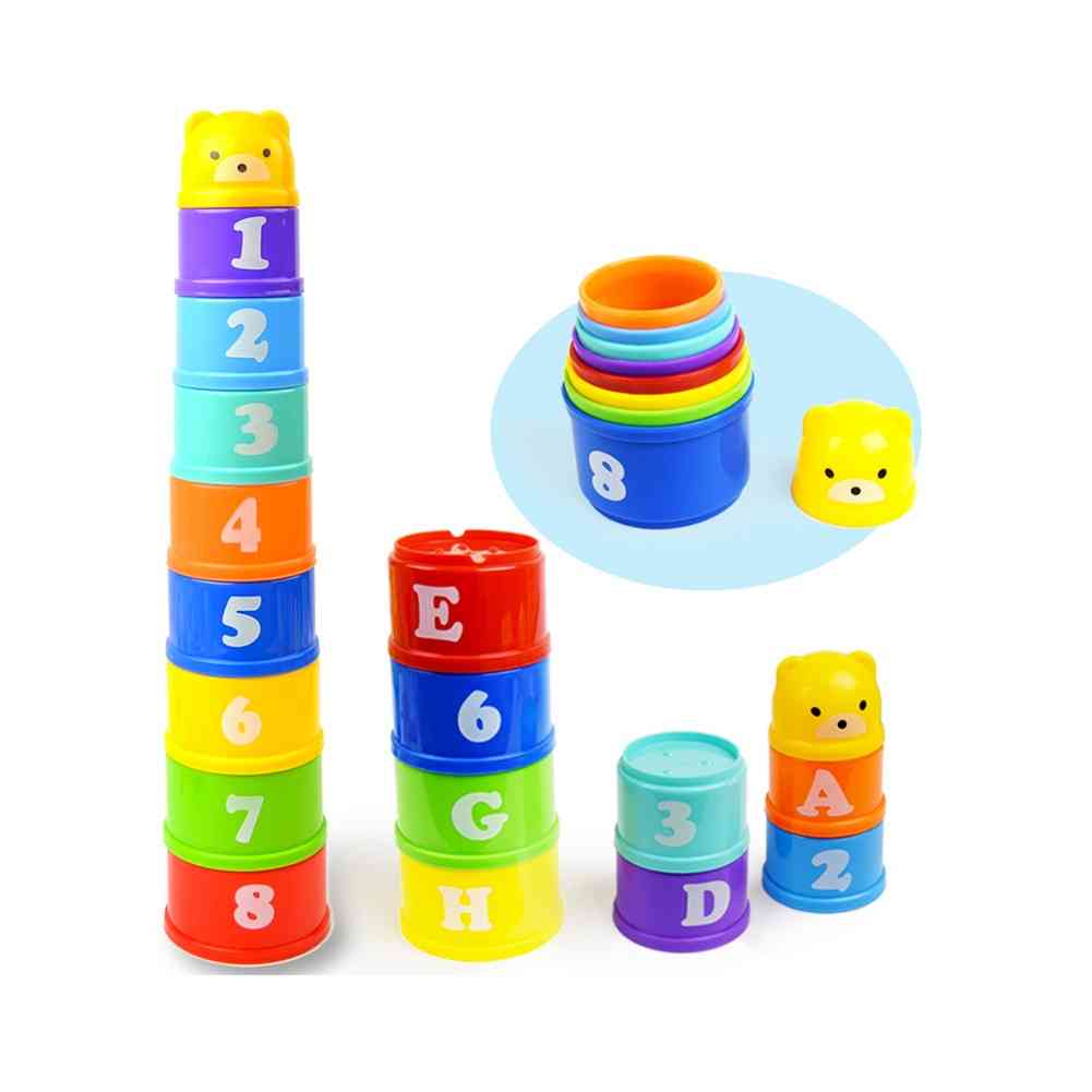 Vauva koulutus, pino torni lasten varhaisen älykkyyden aakkosellinen lelu lapsille (satunnaiset värit)