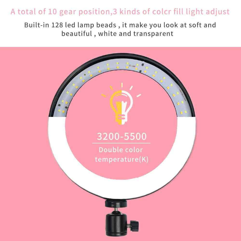 10-calowa lampa pierścieniowa LED do fotografowania selfie ze stojakiem na smartfona youtube wideo makijażu - 10cundeng