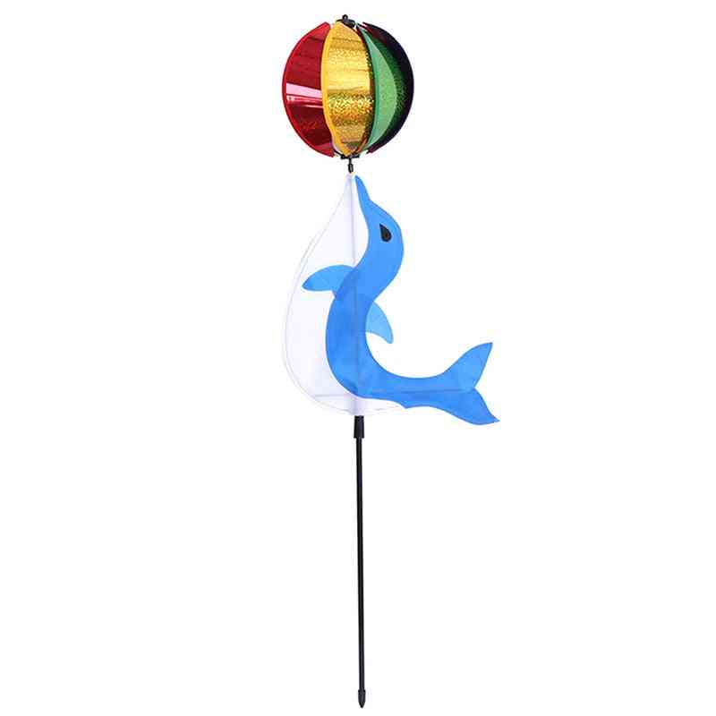 1pc vind spinner färgglad väderkvarn regnbåge söt tecknad djur delfin vinnare barn leksak -