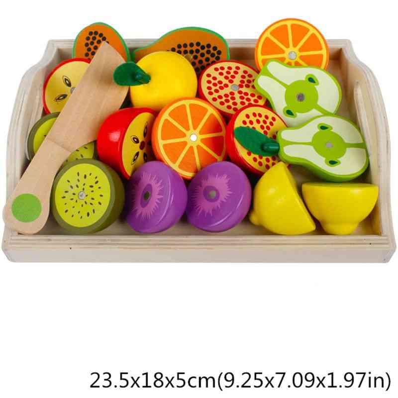 Série de cozinha de simulação de jogos clássicos de madeira - brinquedos para cortar frutas vegetais conjunto brinquedos - 1
