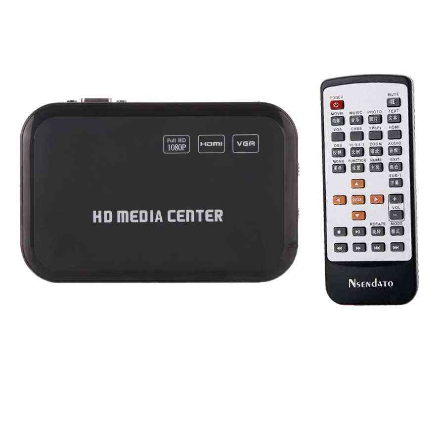 Full hd 1080p mediaspelare center multimedia-videospelare för hdmi vga av usb sd / mmc port fjärrkontroll ypbpr kabel mkv h.264 -